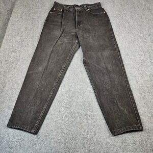 Vintage Levis 521 Tapered Fit Jeans Black Denim High Rise Made in USA 14 Petite
